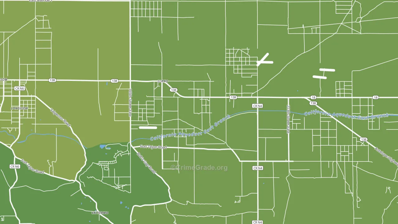 Llano, CA Map of Vehicle Theft Rates