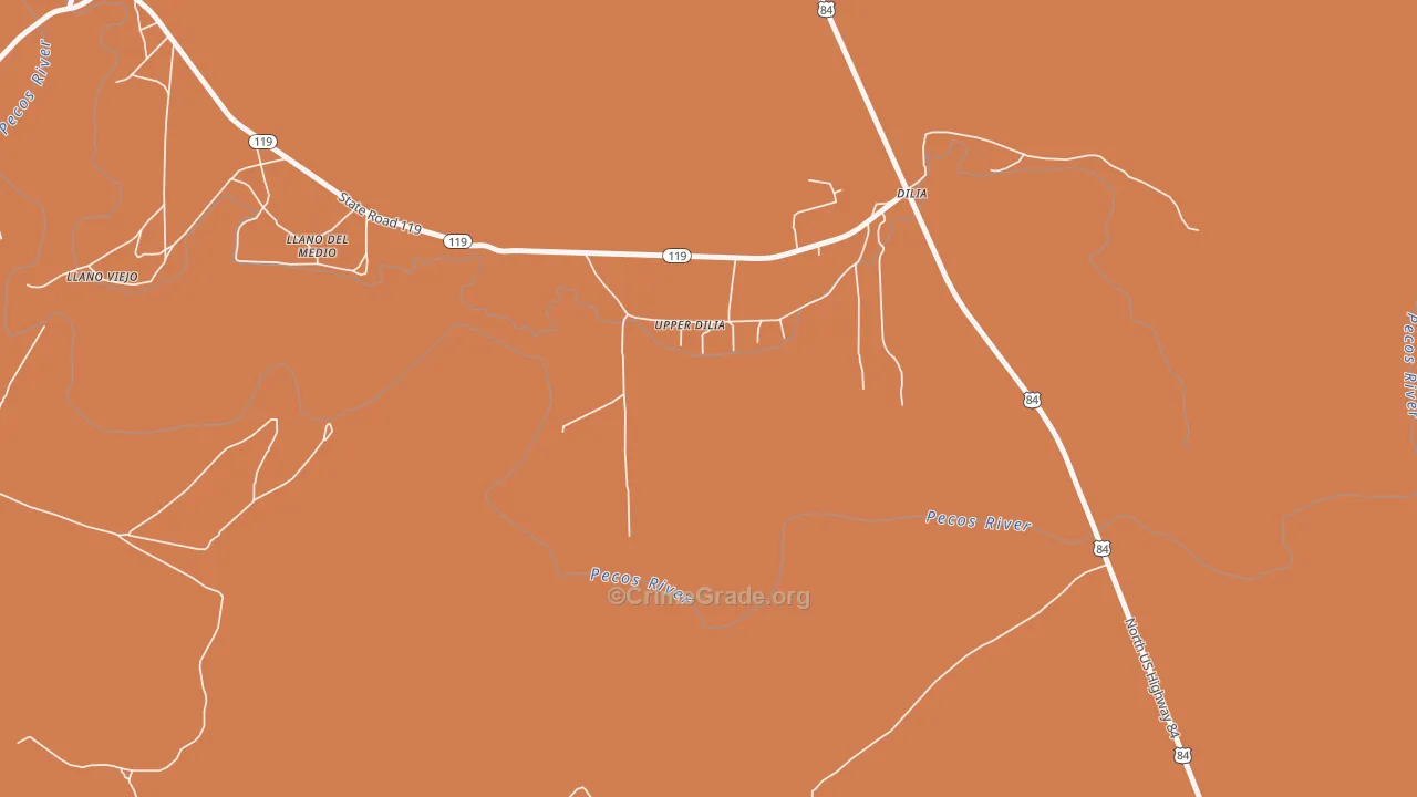 Llano Del Medio, NM Map of Vehicle Theft Rates