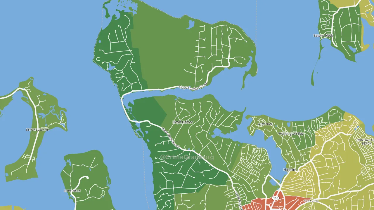 Lloyd Harbor, NY Map of Vehicle Theft Rates