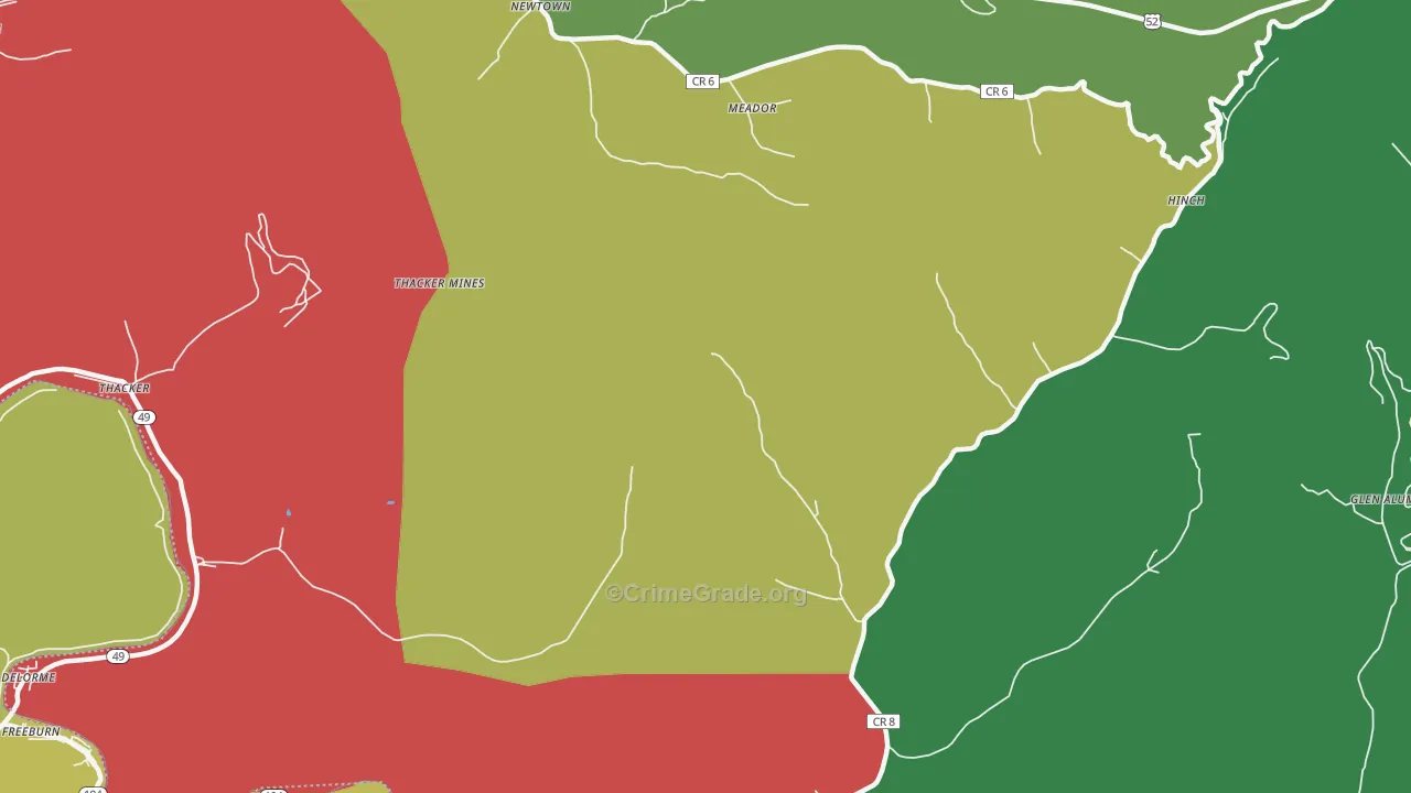 Lobata, WV Map of Vehicle Theft Rates