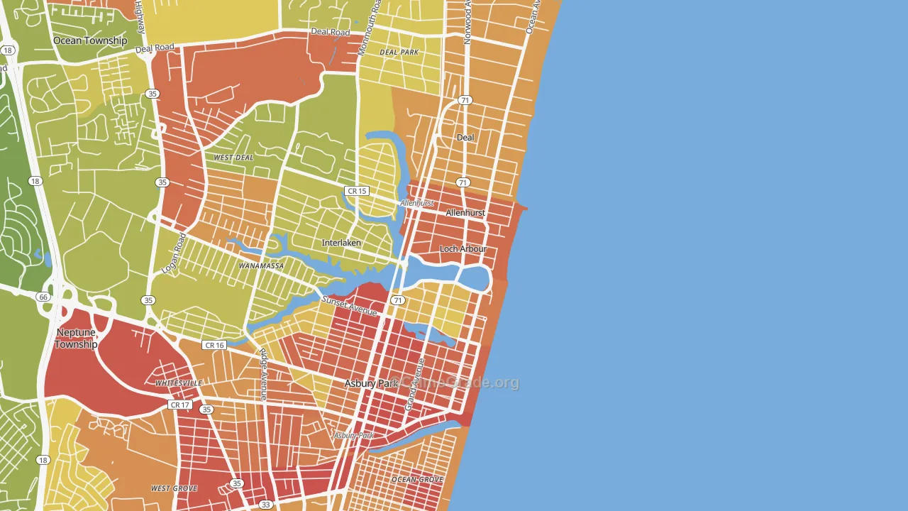 Loch Arbour, NJ Map of Vehicle Theft Rates