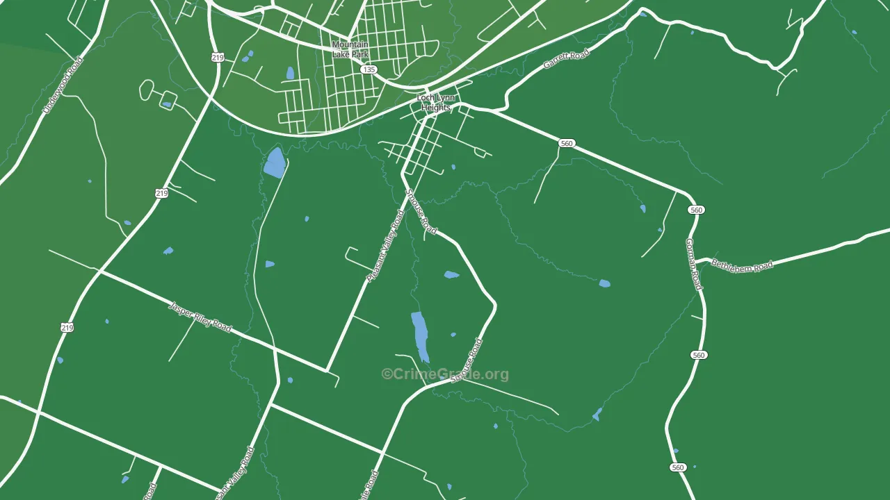 Loch Lynn Heights, MD Map of Vehicle Theft Rates