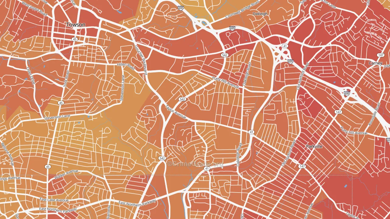 Loch Raven Village, Parkville, MD Map of Vehicle Theft Rates