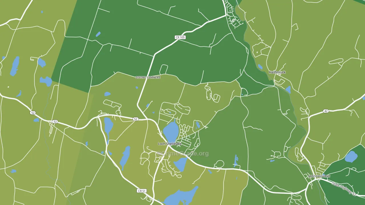 Loch Sheldrake, NY Map of Vehicle Theft Rates