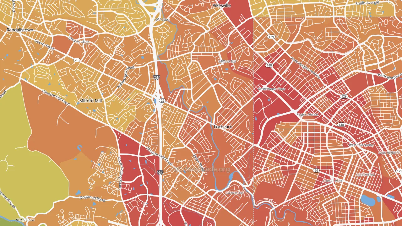 Lochearn, MD Map of Vehicle Theft Rates