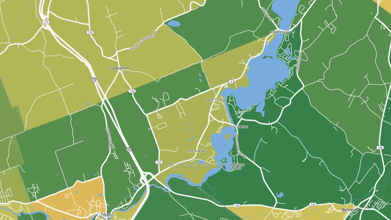 Lochmere, NH Map of Vehicle Theft Rates
