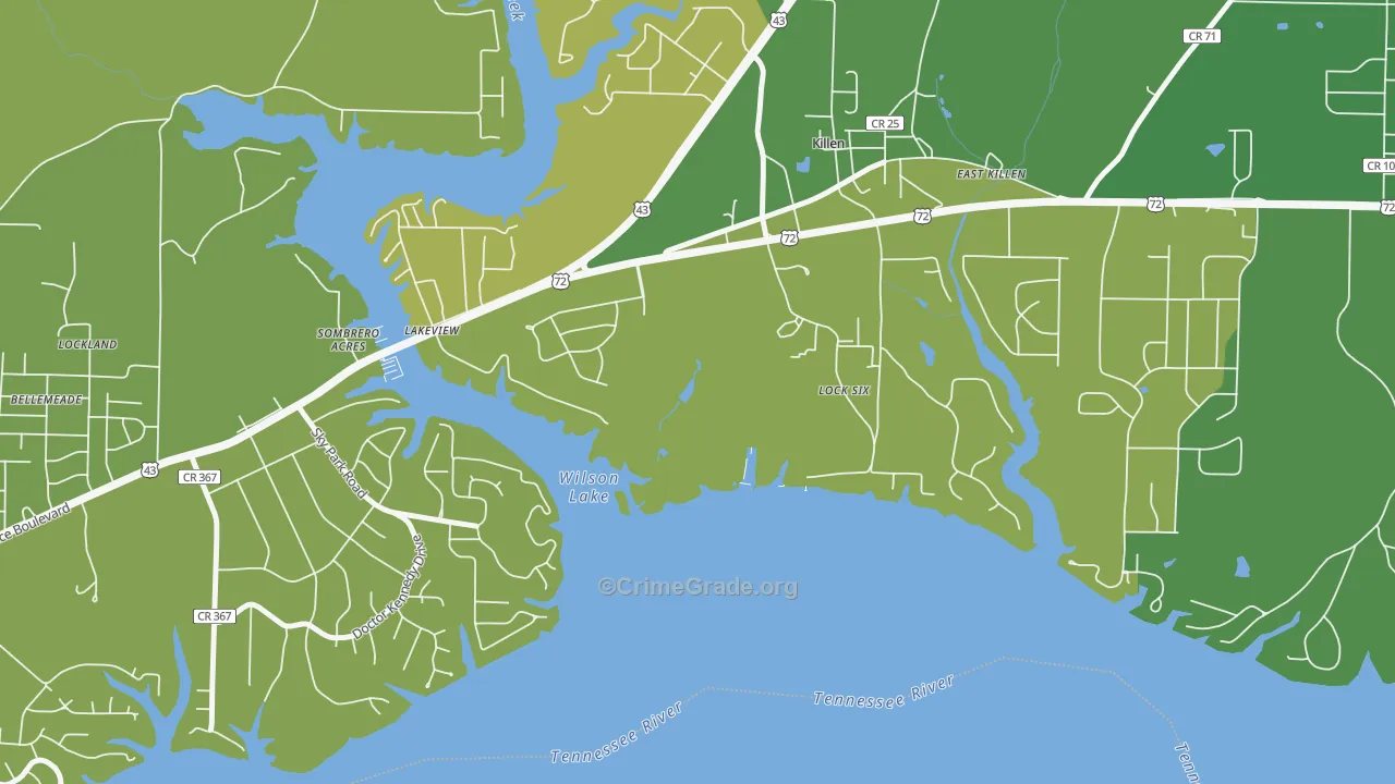 Lock Six, AL Map of Vehicle Theft Rates