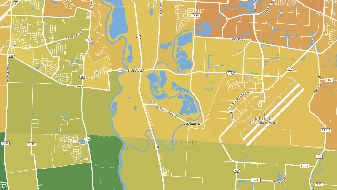 Lockbourne, OH Map of Vehicle Theft Rates