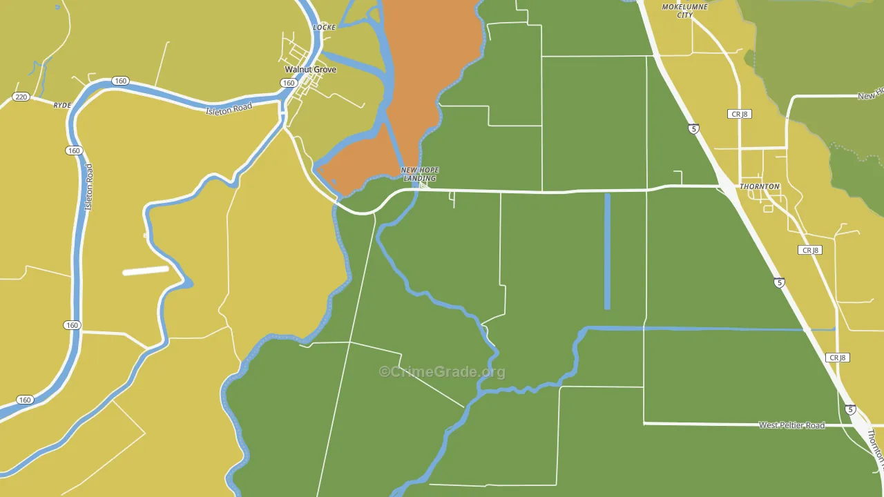 Locke, CA Map of Vehicle Theft Rates