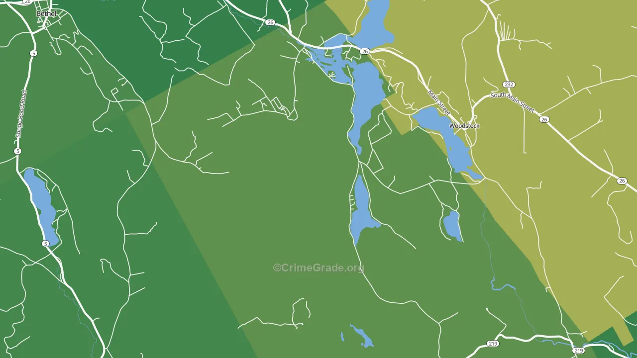 Locke Mills, ME Map of Vehicle Theft Rates