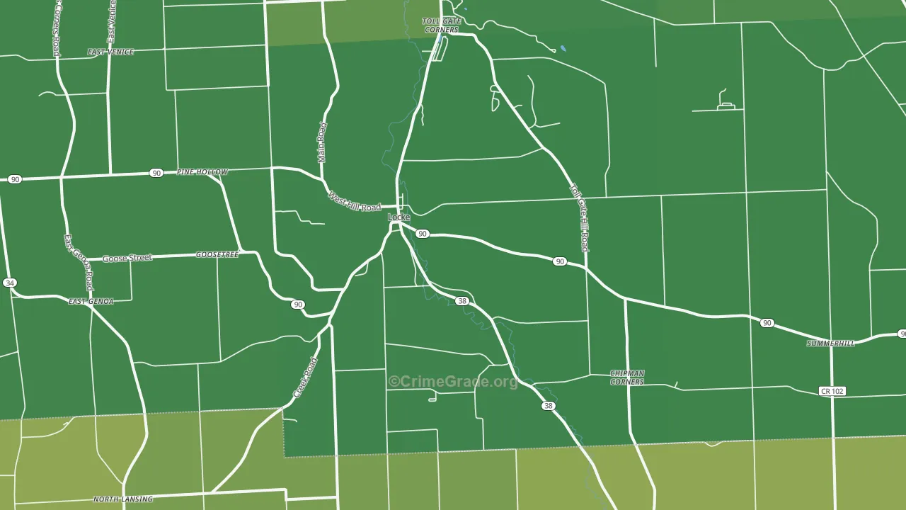 Locke, NY Map of Vehicle Theft Rates