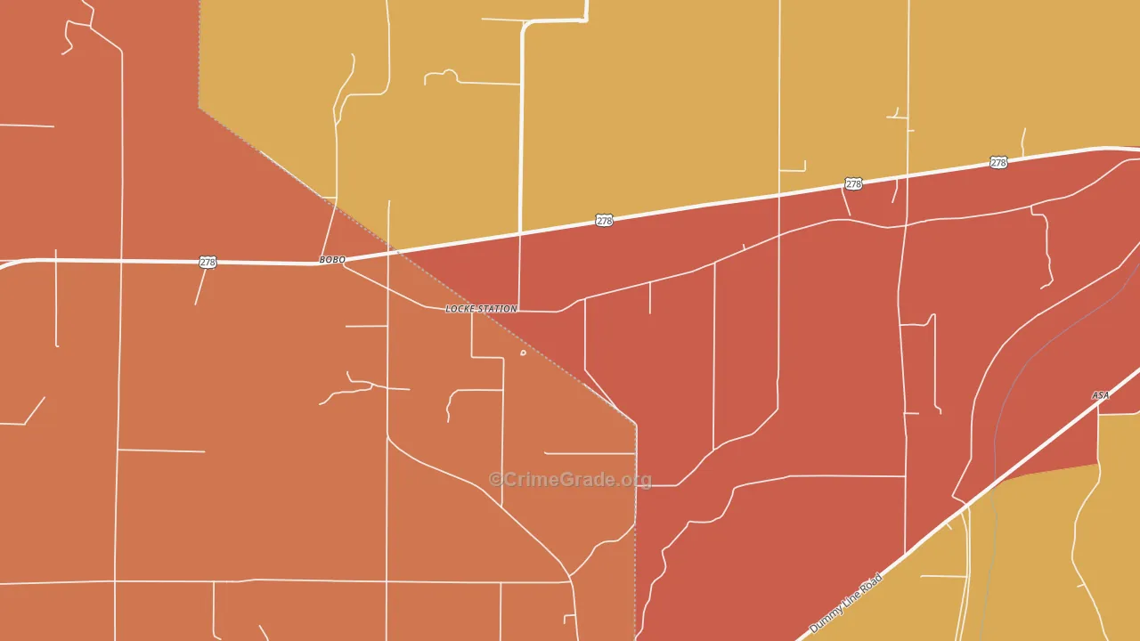 Locke Station, MS Map of Vehicle Theft Rates