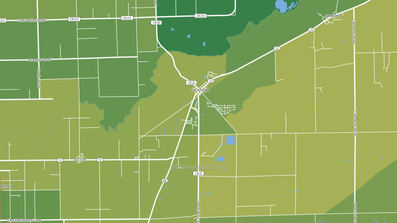 Lockeford, CA Map of Vehicle Theft Rates