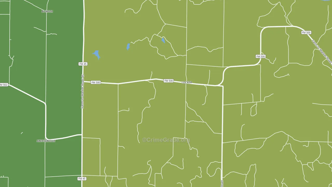 Locker, TX Map of Vehicle Theft Rates