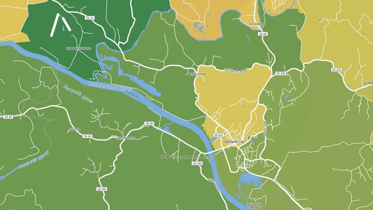 Lockertsville, TN Map of Vehicle Theft Rates