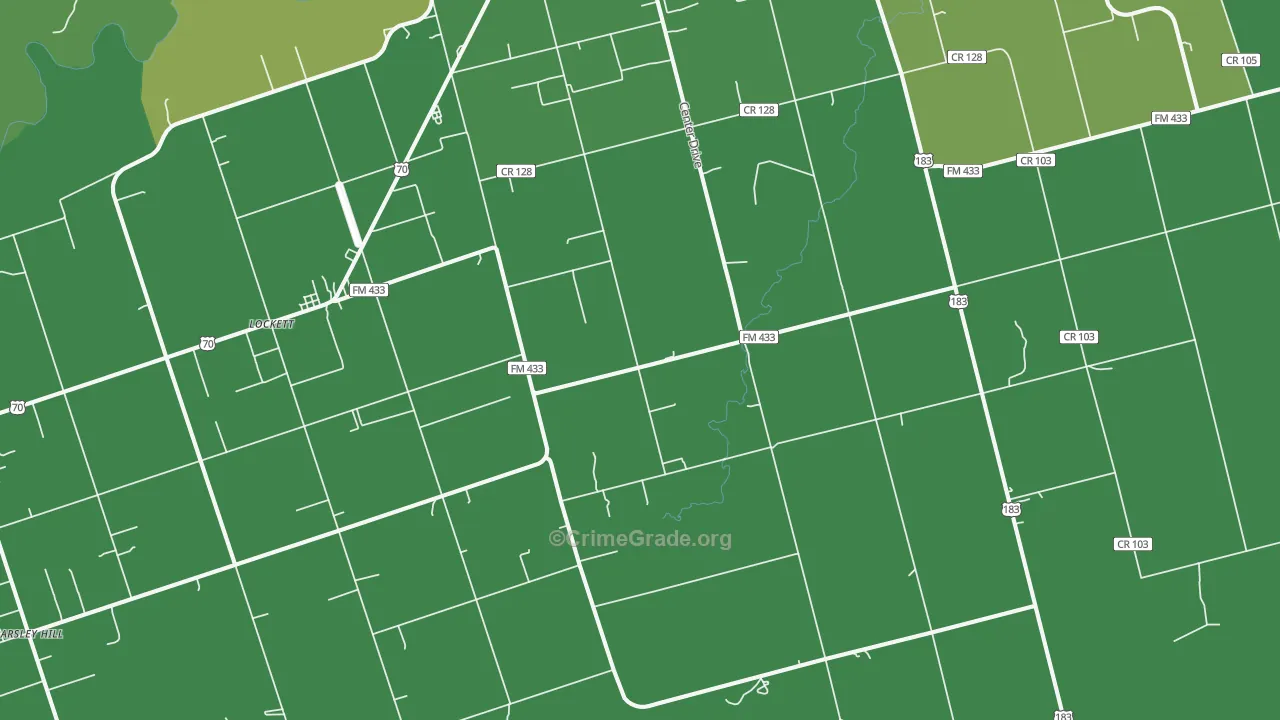 Lockett, TX Map of Vehicle Theft Rates