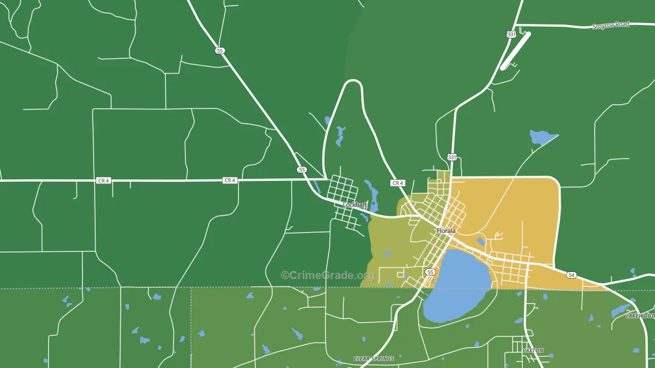 Lockhart, AL Map of Vehicle Theft Rates