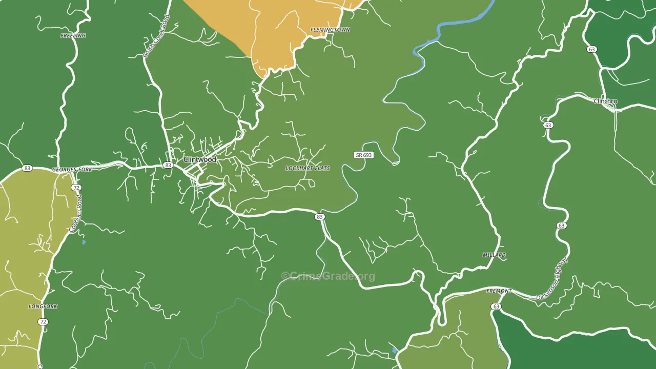 Lockhart Flats, VA Map of Vehicle Theft Rates