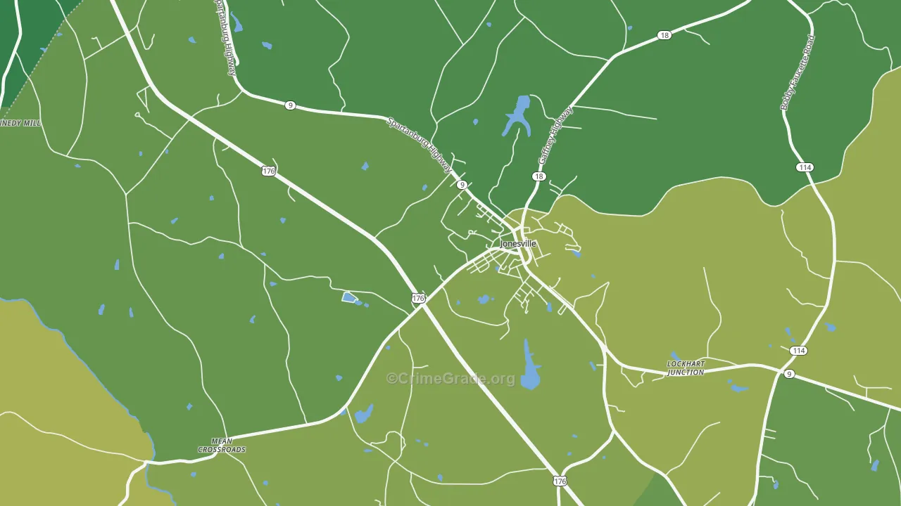 Lockhart Junction, SC Map of Vehicle Theft Rates
