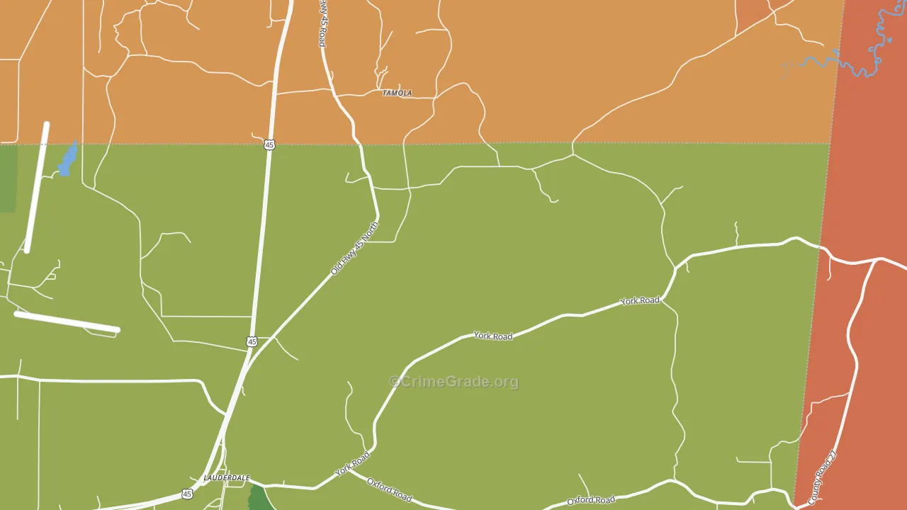 Lockhart, MS Map of Vehicle Theft Rates