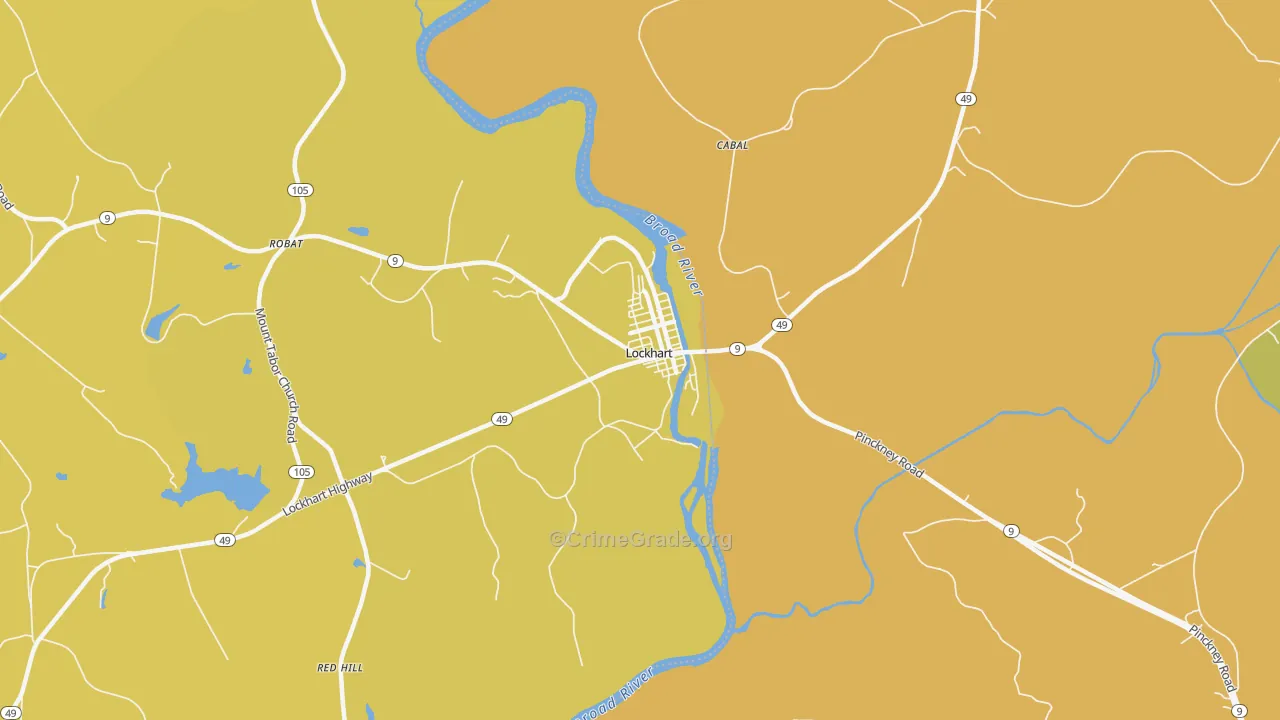 Lockhart, SC Map of Vehicle Theft Rates