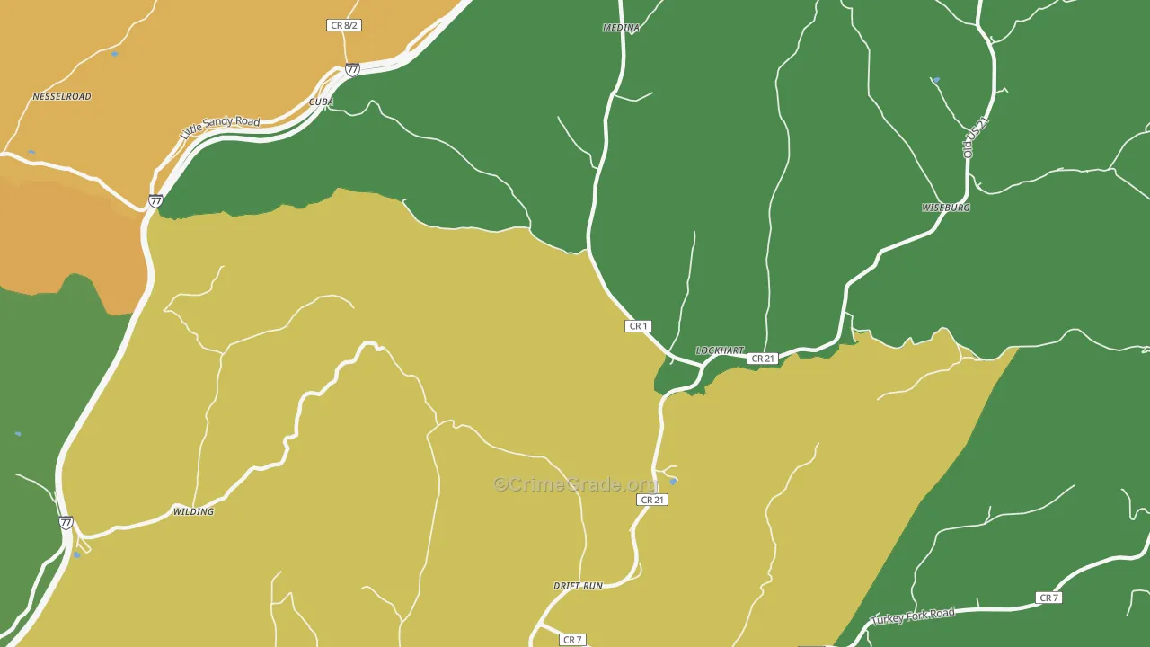Lockhart, WV Map of Vehicle Theft Rates