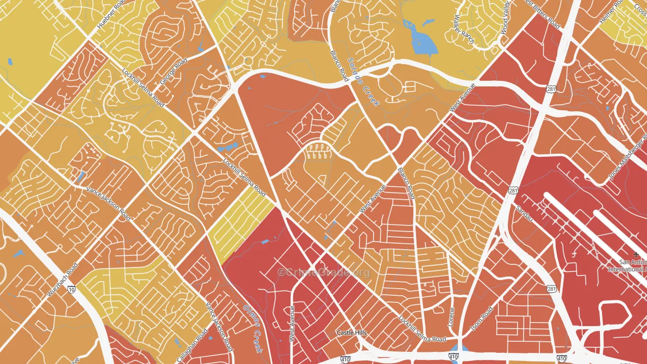 Lockhill Estates, San Antonio, TX Map of Vehicle Theft Rates
