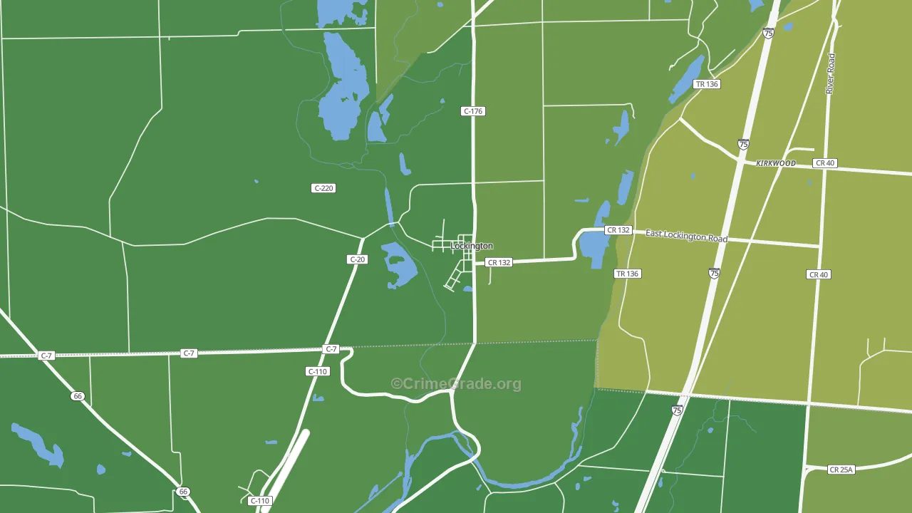Lockington, OH Map of Vehicle Theft Rates