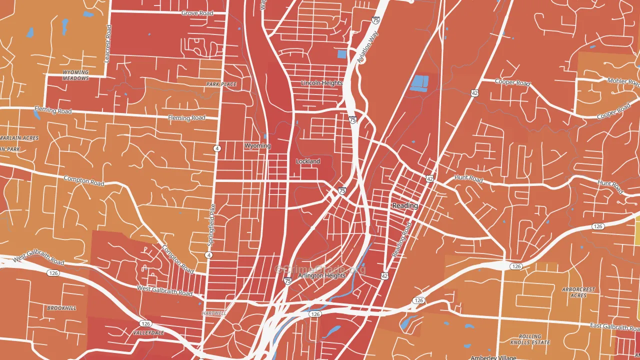 Lockland, OH Map of Vehicle Theft Rates