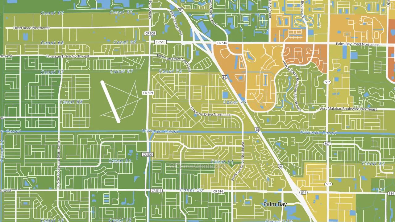 Lockmar Estates, Palm Bay, FL Map of Vehicle Theft Rates