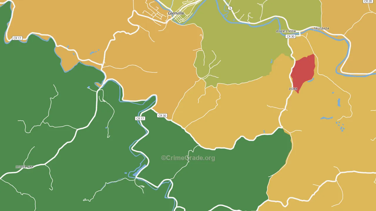 Lockney, WV Map of Vehicle Theft Rates