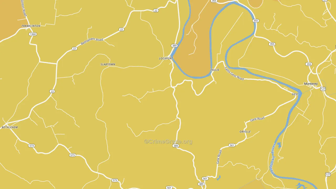 Lockport, KY Map of Vehicle Theft Rates