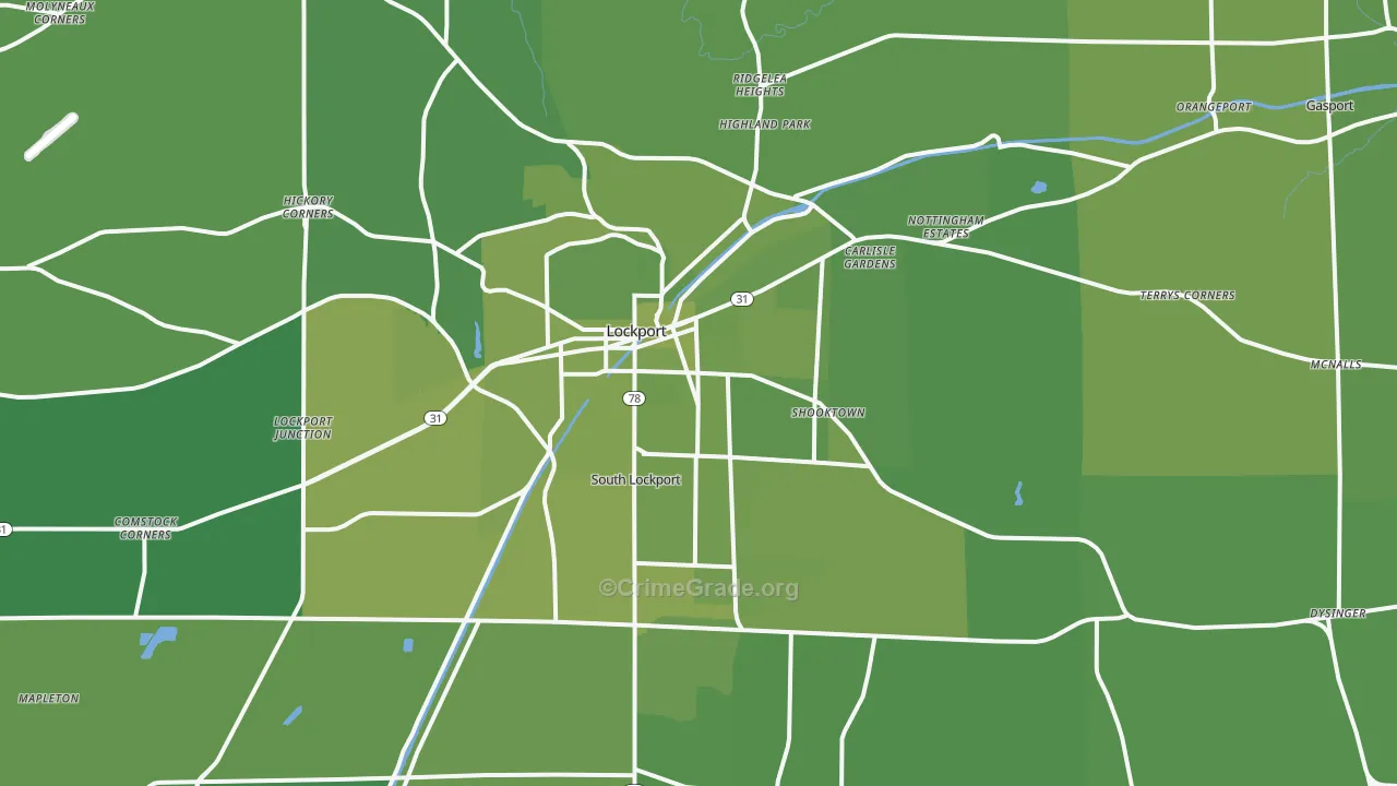 Lockport, NY Map of Vehicle Theft Rates