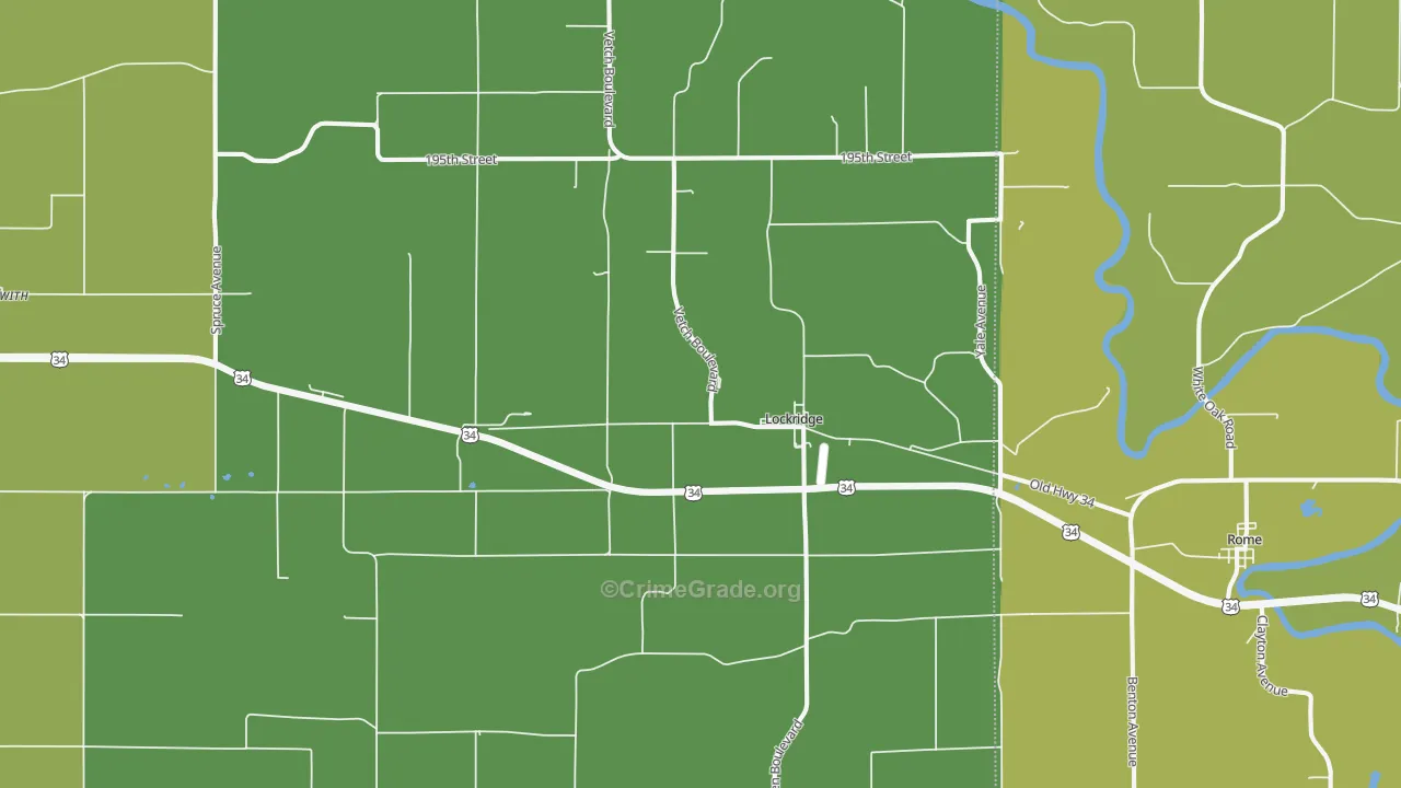 Lockridge, IA Map of Vehicle Theft Rates