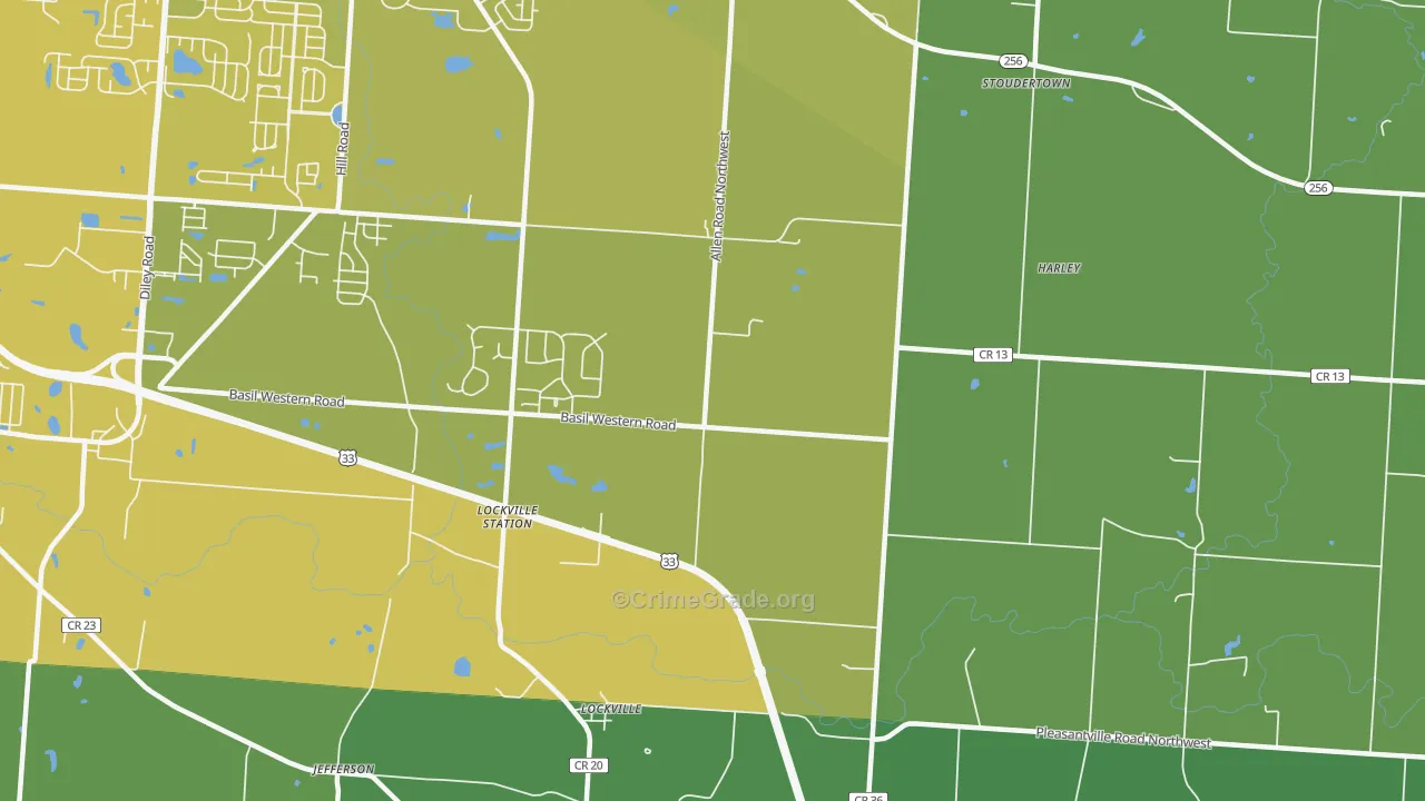 Lockville, OH Map of Vehicle Theft Rates