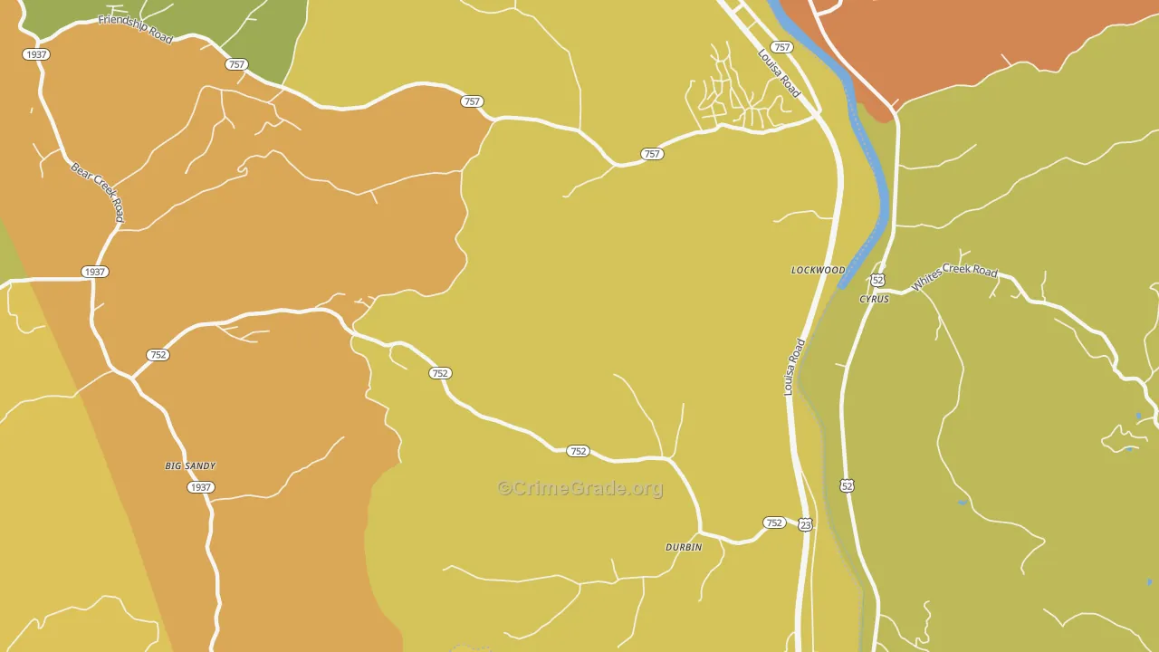 Lockwood, KY Map of Vehicle Theft Rates