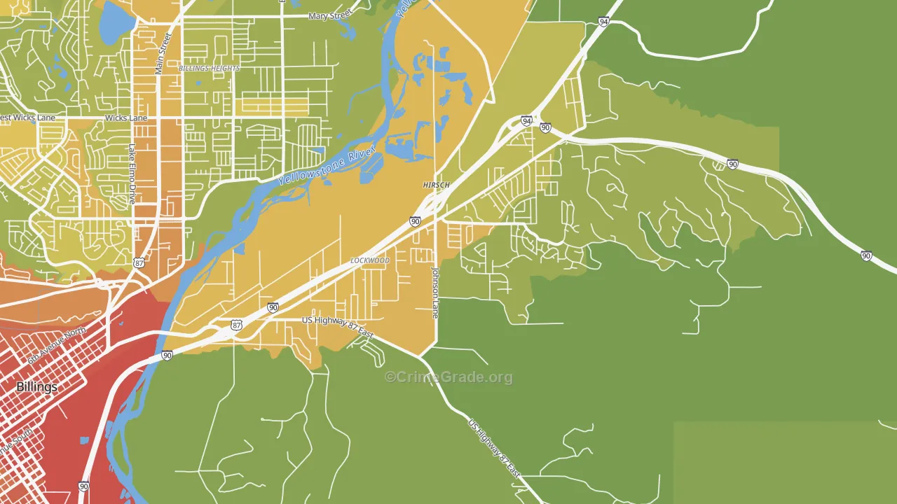 Lockwood, MT Map of Vehicle Theft Rates
