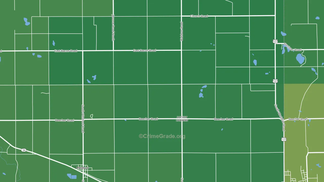 Locust Corners, MI Map of Vehicle Theft Rates
