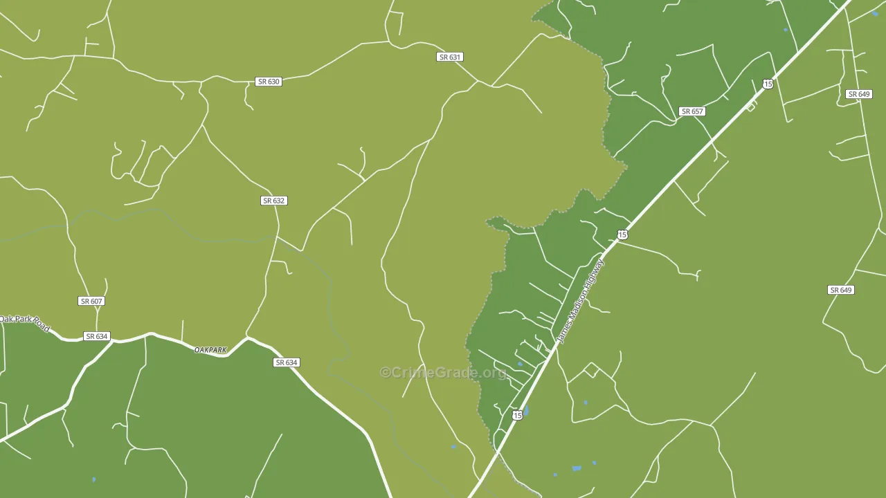Locust Dale, VA Map of Vehicle Theft Rates