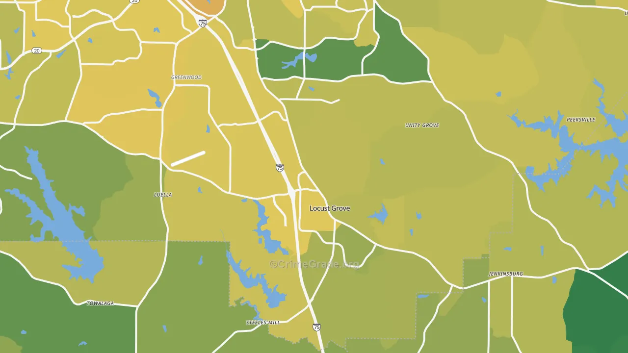 Locust Grove, GA Map of Vehicle Theft Rates