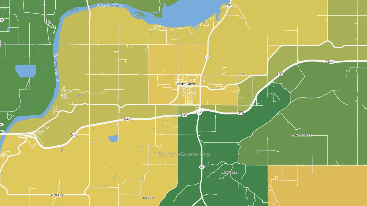 Locust Grove, OK Map of Vehicle Theft Rates