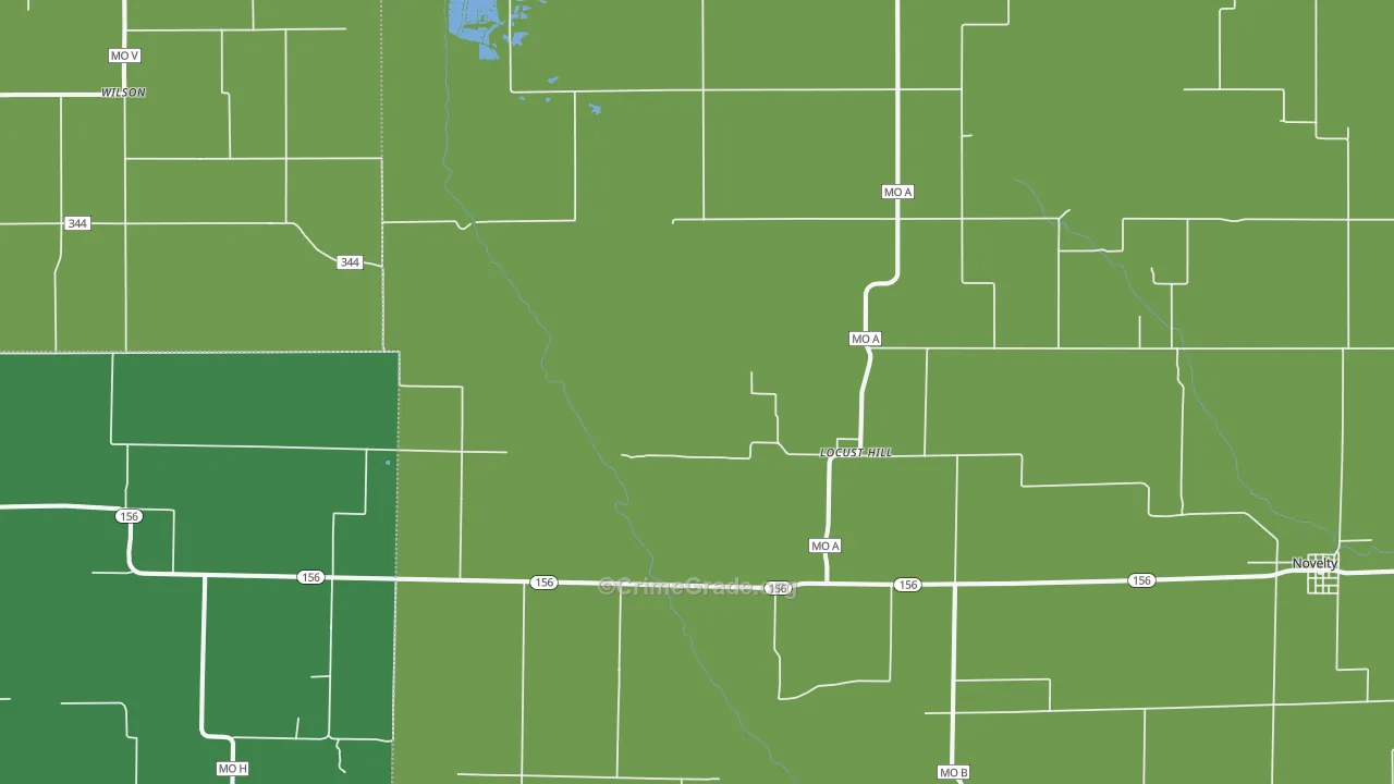 Locust Hill, MO Map of Vehicle Theft Rates