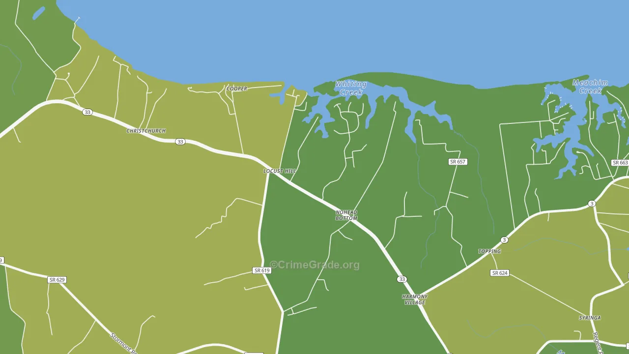 Locust Hill, VA Map of Vehicle Theft Rates