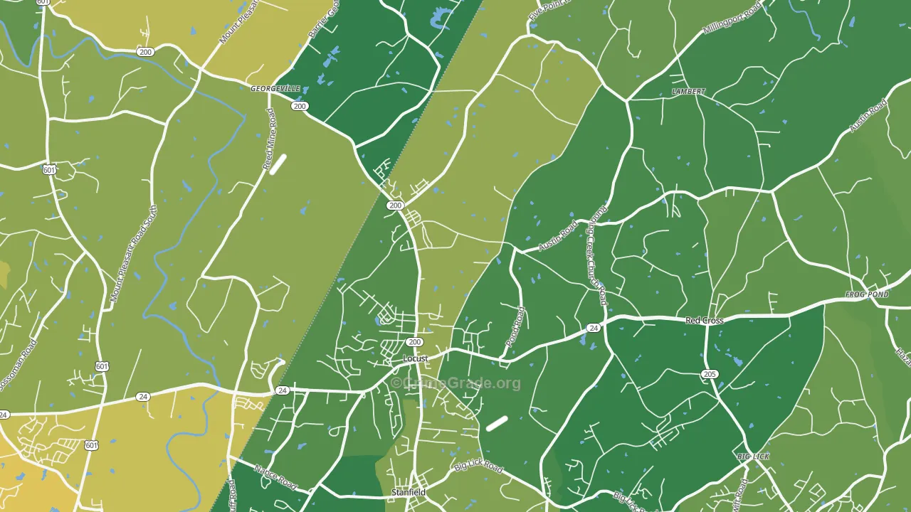 Locust, NC Map of Vehicle Theft Rates