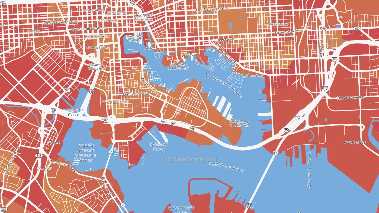 Locust Point, Baltimore, MD Map of Vehicle Theft Rates