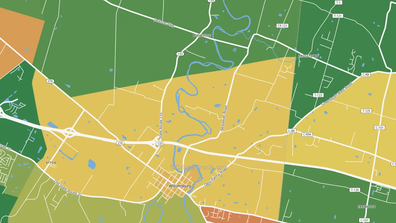Locust Ridge, OH Map of Vehicle Theft Rates