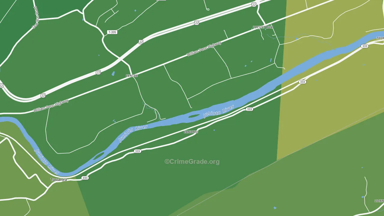 Locust Run, PA Map of Vehicle Theft Rates