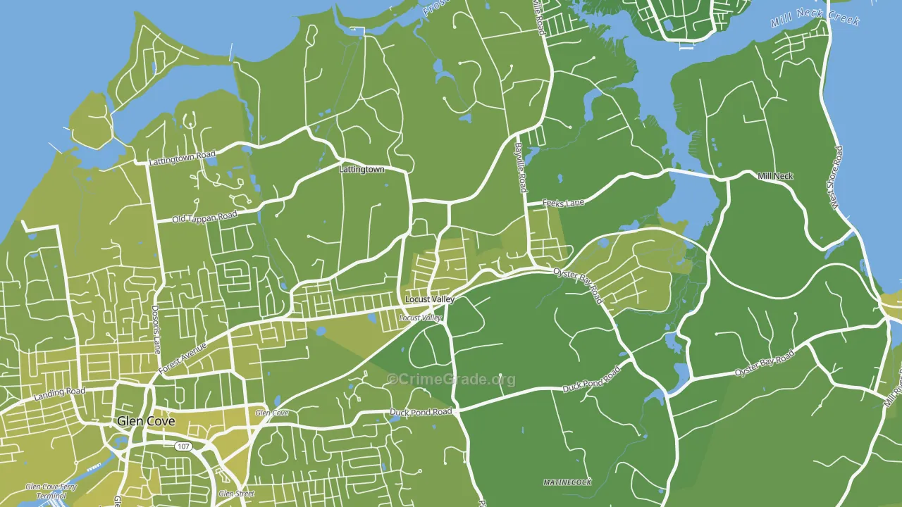 Locust Valley, NY Map of Vehicle Theft Rates