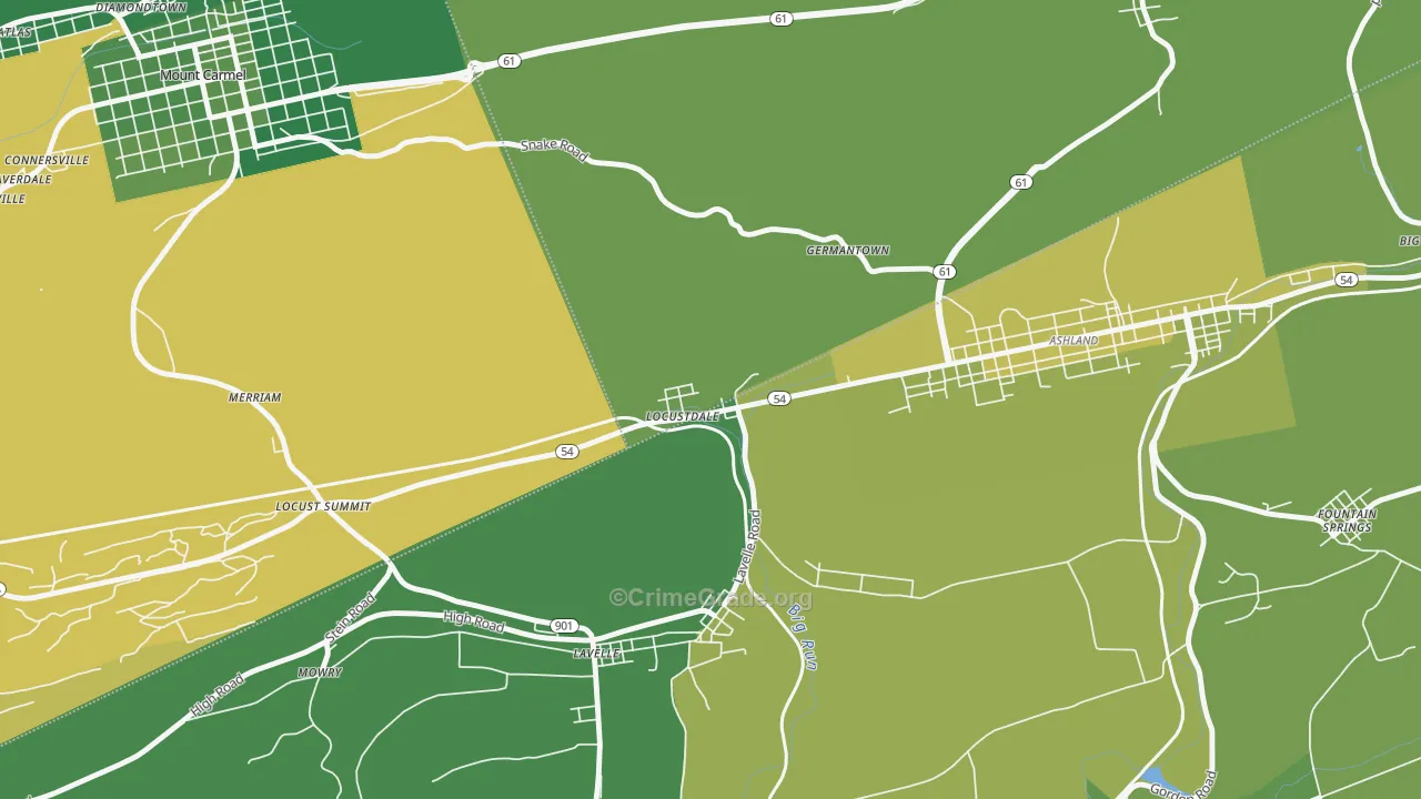 Locustdale, PA Map of Vehicle Theft Rates
