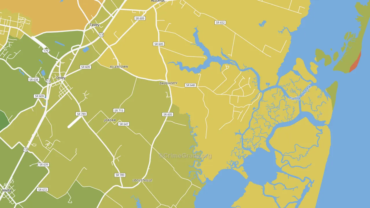 Locustville, VA Map of Vehicle Theft Rates